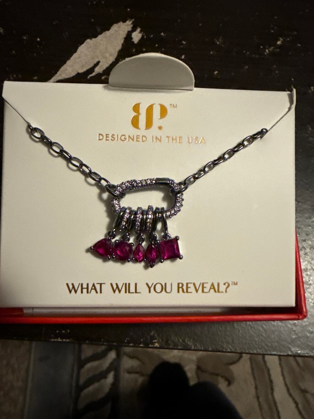 Bomb Party Anastasia Necklace Lab-Created Ruby Hematite Plated NWT